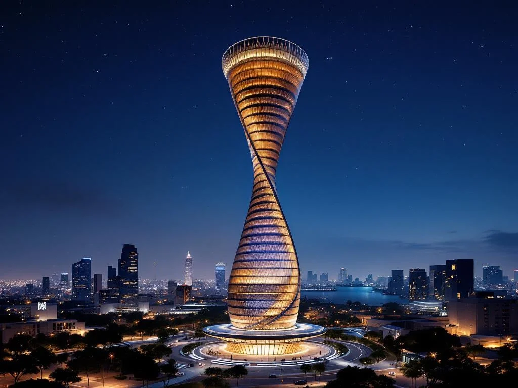 Semi-Aerial — Hourglass Landmark Tower, Starry Night