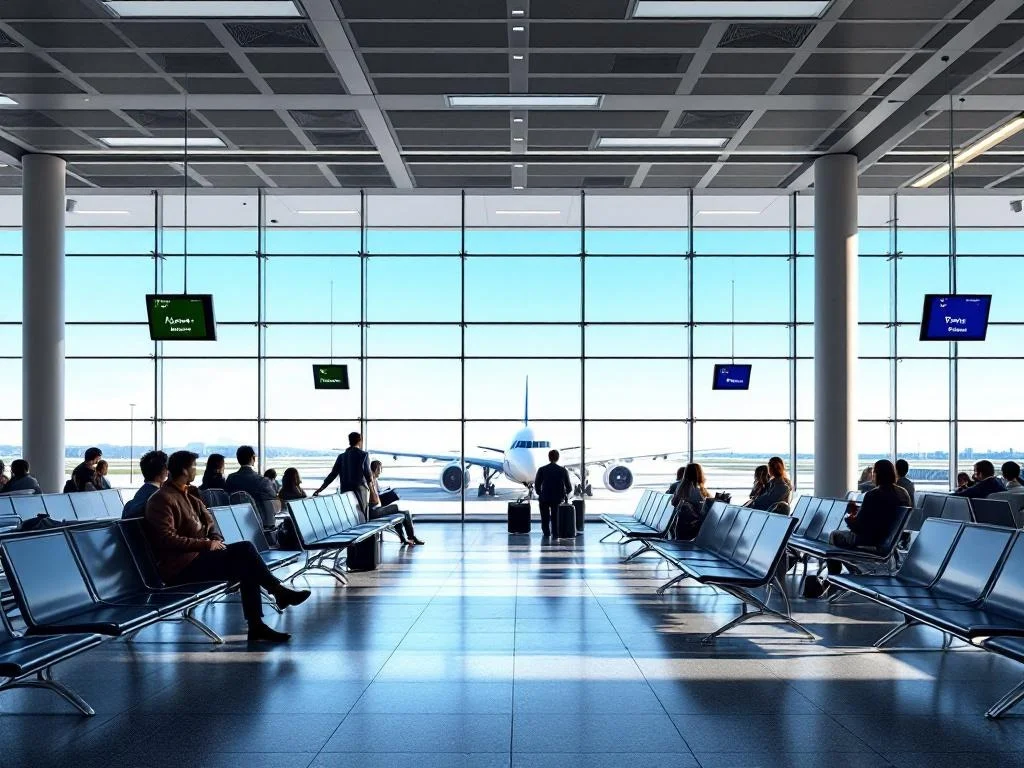 Airport — Boarding Gate Seating, Soft Daylight