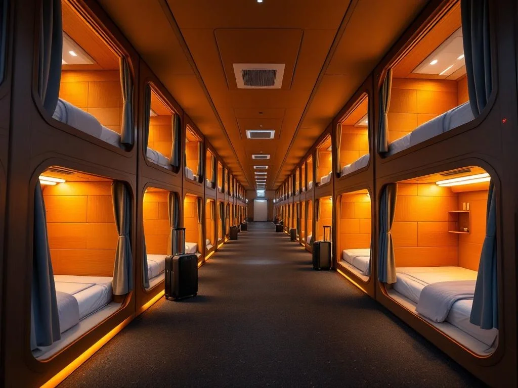 Airport — Transit Capsule Hotel Corridor, Dim Calm