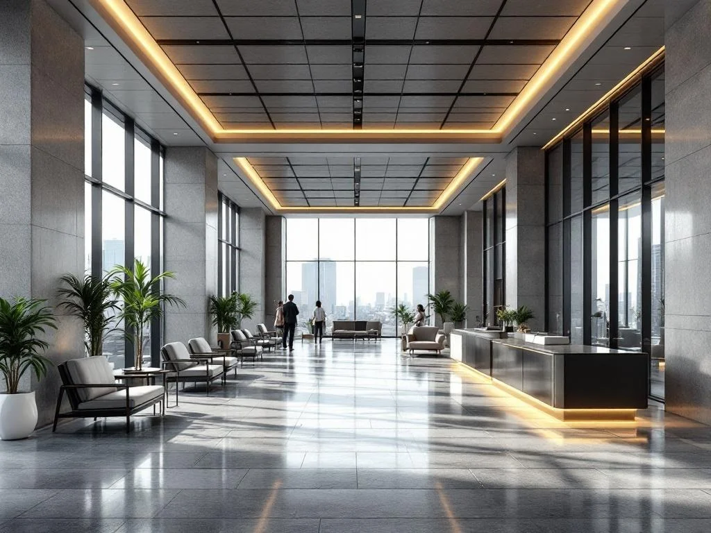 Hotel Lobby — Business Contemporary, Stone & Glass