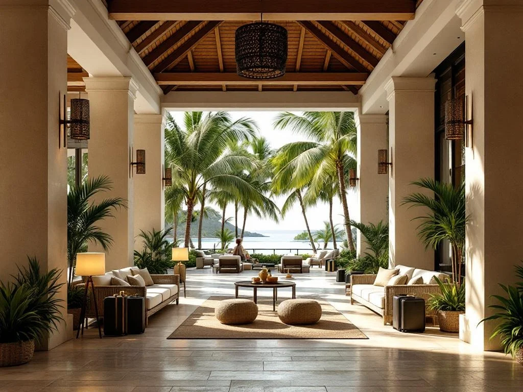 Hotel Lobby — Tropical Resort, Open-Air