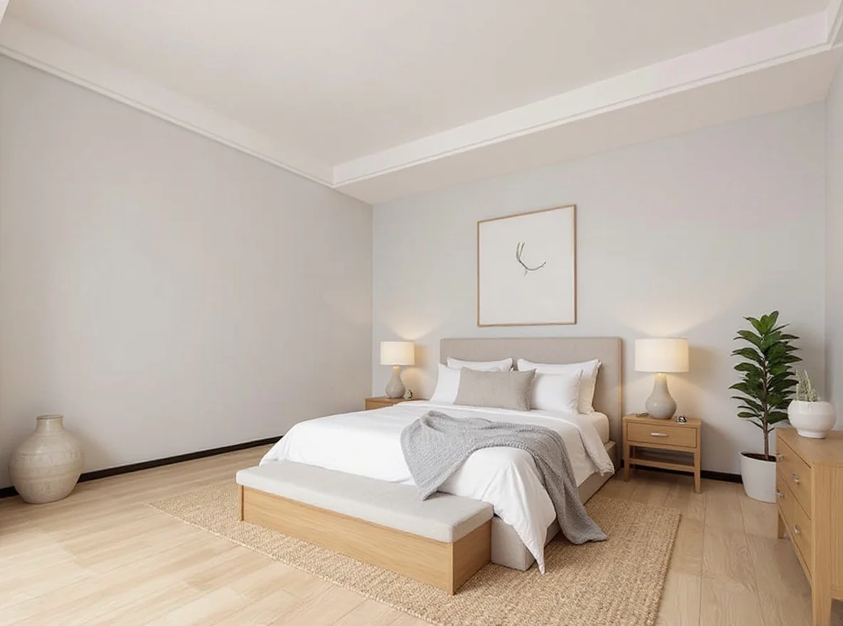Bedroom — Minimalist, Oak & White Linen